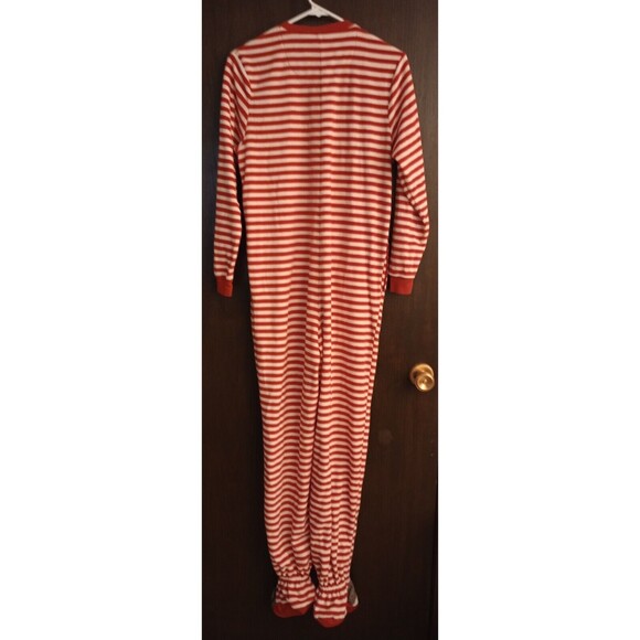 Nick & Nora Adult Sock Monkey Feet Pajama One Piece- Rave, Red Stripe, Christmas - Picture 3 of 9